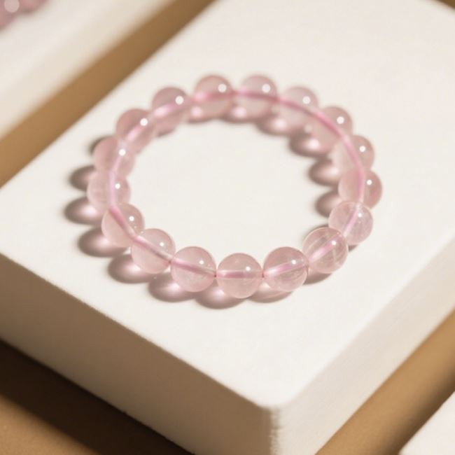 Rose Quartz Bracelet With Heart for sales